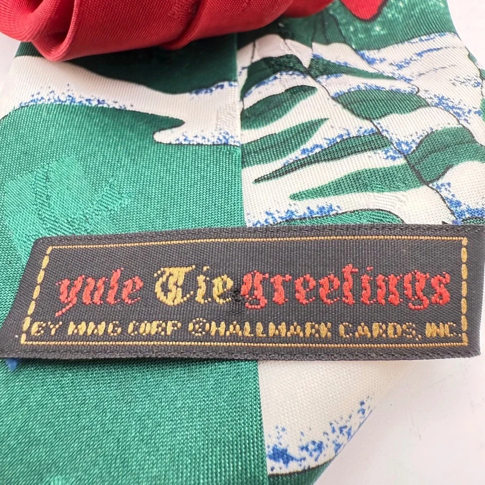 Yule Tie Greetings Golfing Santa Reindeer Christmas Novelty‎ Holiday Necktie